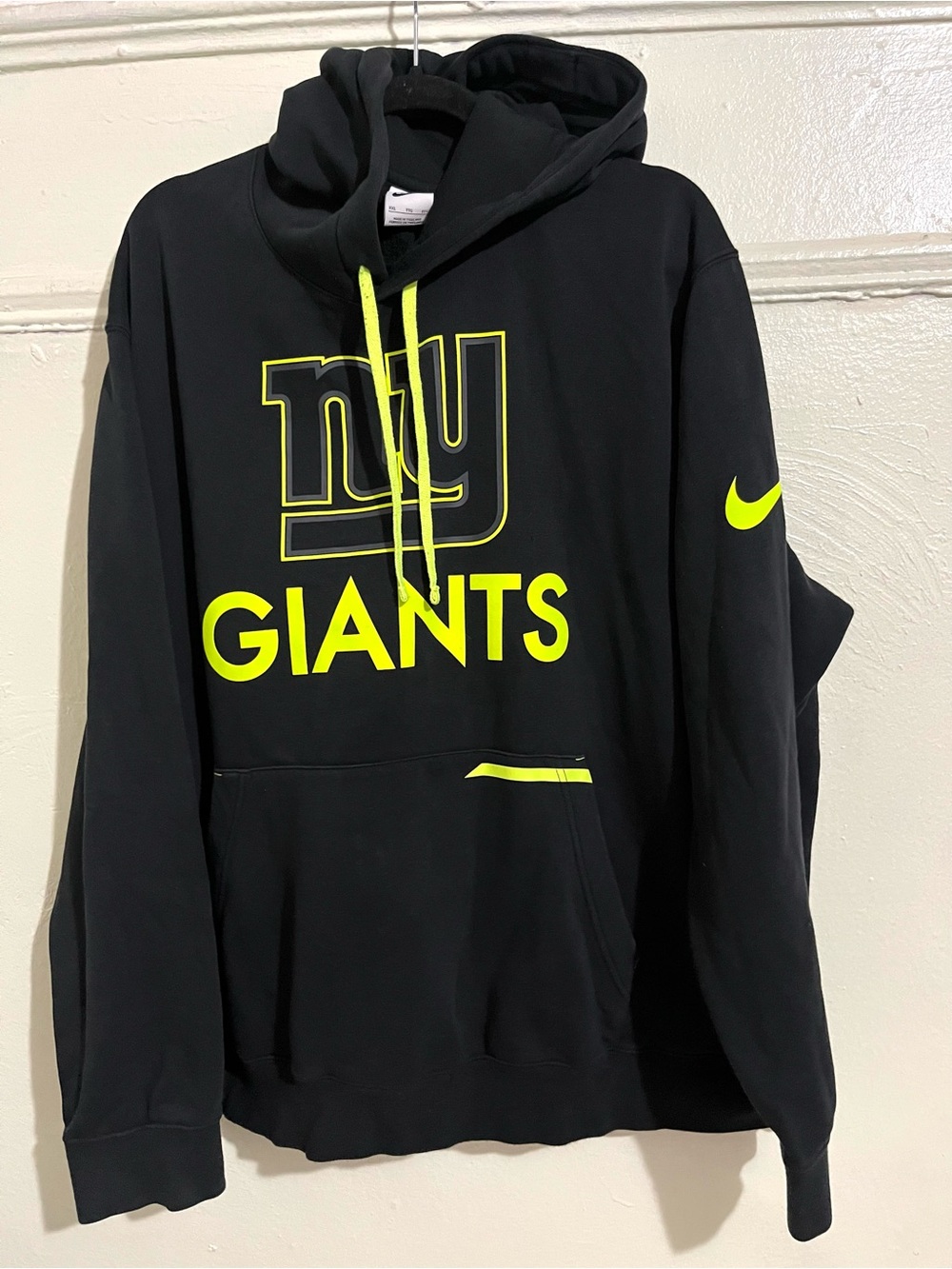 Nike Black Hoodie with Neon Yellow NY Giants Logo